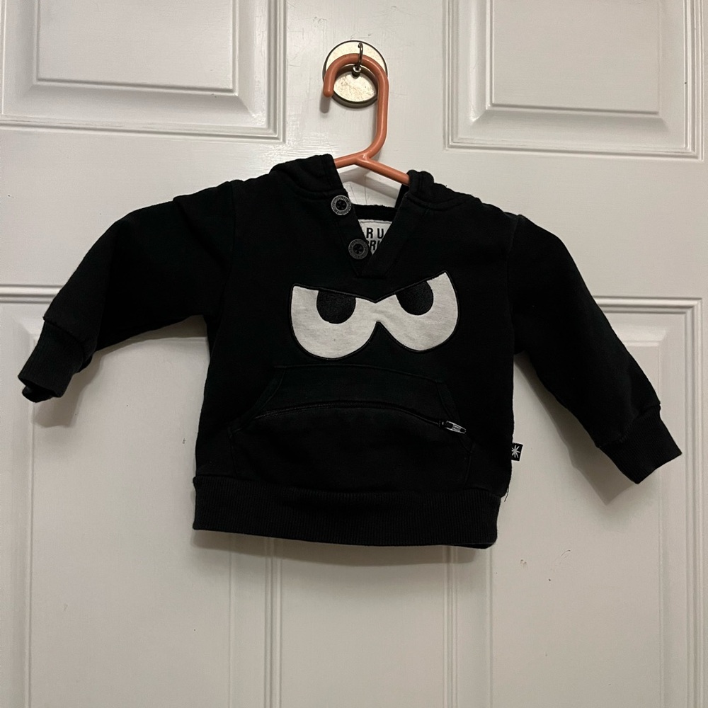 Kids Black Hoodie with Fun Eye Graphic